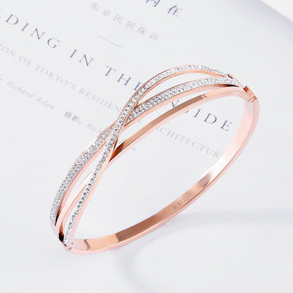 Personalized Fashion Geometric Diamond-Studded Titanium Steel Bracelet, Real Gold In The Rose Gold Furnace, No Fading Bracelet