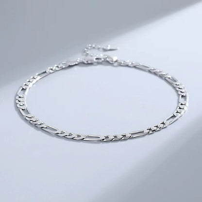 S925 Sterling Silver Anklet Figaro Bracelet Hip Hop Child And Mother