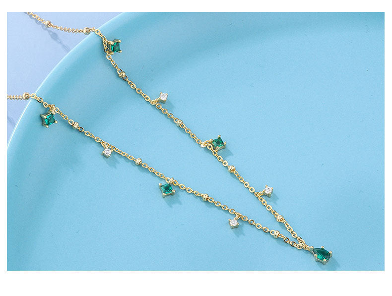 Generous water drop emerald zircon necklace