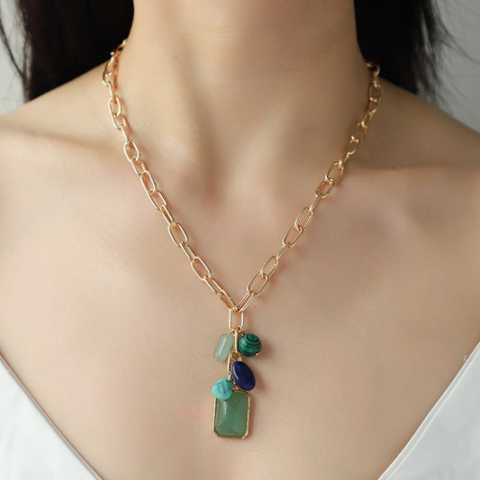 Temperament Entry Lux Color Pendant Necklace For Women European And American