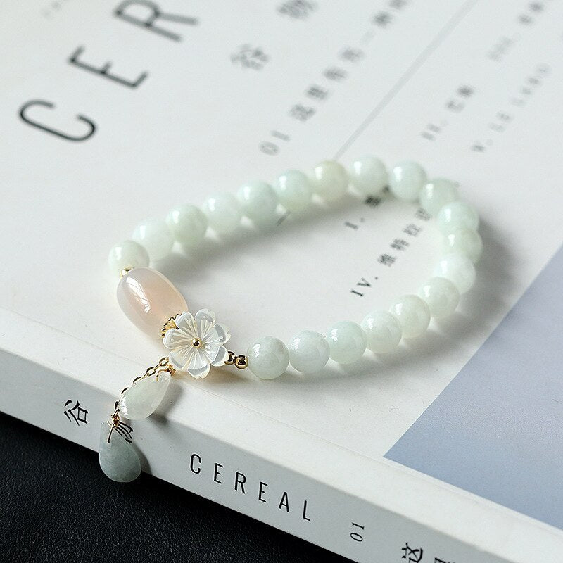 Shell flower jade water drop bracelet