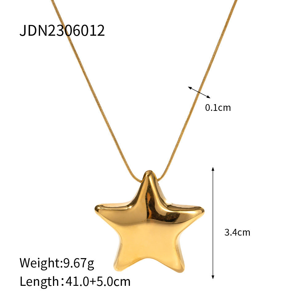 New 18K Gold-plated Necklace Jewelry Stainless Steel Five-pointed Star