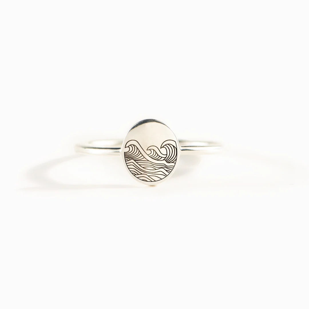 S925 Pure Silver Sea Wave Storm Ring Female Simple