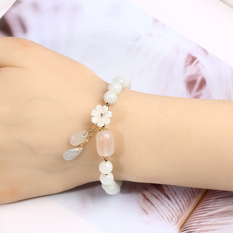 Shell flower jade water drop bracelet