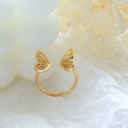 Personality Fashion Normcore Style Hollow Butterfly Ring