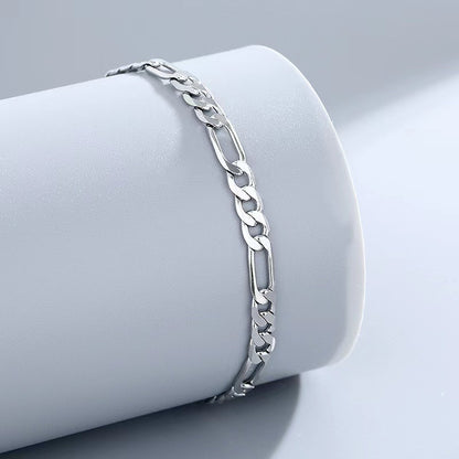 S925 Sterling Silver Anklet Figaro Bracelet Hip Hop Child And Mother